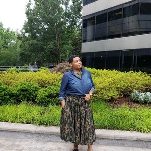 Army Print Short Maxi Skirt
